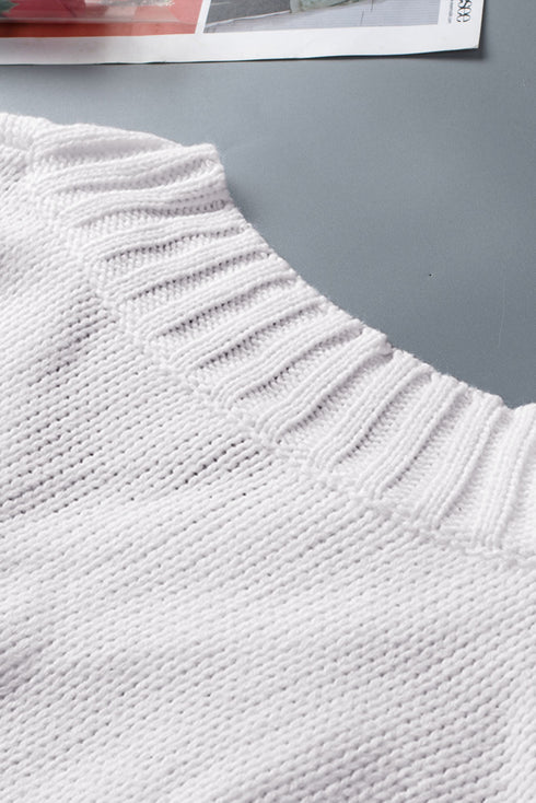 V Neck Drop Shoulder Knitted Sweater